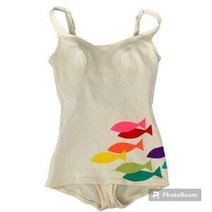 Vintage DeWeese Design 60s/70s One-piece Sta-Cup Bra Swimsuit Sz 12/34 (READ)